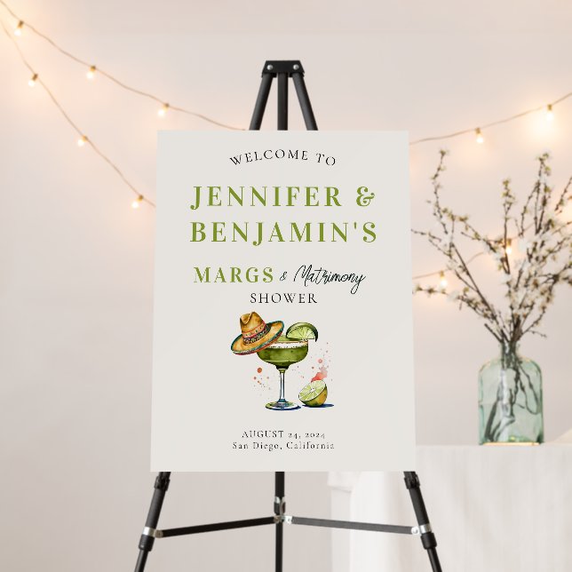 Margs Matrimony Coed Wedding Shower Welcome Sign (In Situ (Stand))
