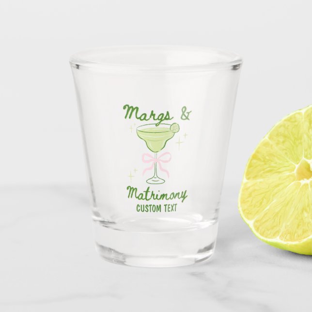 Margs & Matrimony Custom Shot Glass (Front)