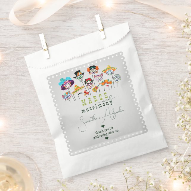Margs & Matrimony Fiesta Mexican Couples Shower Favor Bag (Clipped)