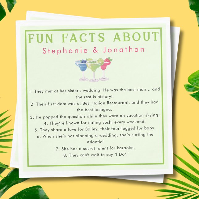 Margs & Matrimony Fun Facts Couple's Names   Napkins (Creator Uploaded)