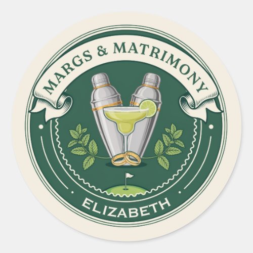Margs &amp; Matrimony Golf Club Bachelorette Party Classic Round Sticker