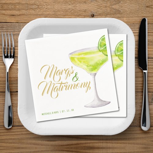 Margs  Matrimony Green  Gold Bridal Shower Napkins