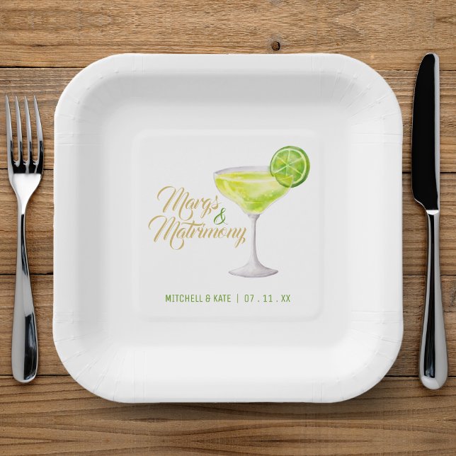 Margs & Matrimony Green & Gold Bridal Shower Paper Plates (Margs & Matrimony Green & Gold Bridal Shower Paper Plates
)