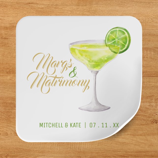 Margs & Matrimony Green & Gold Bridal Shower Square Sticker (Margs & Matrimony Green & Gold Bridal Shower Square Sticker
)