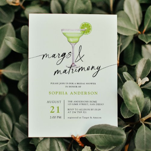 Margs  Matrimony Green Lime Bridal Shower Invitation