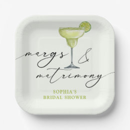 Margs & Matrimony Green Lime Bridal Shower Paper Plates