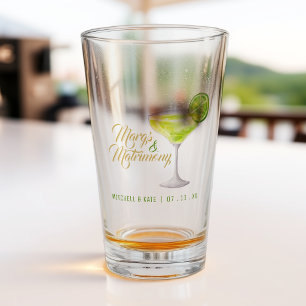 Margs & Matrimony Green Margarita Bridal Shower Glass