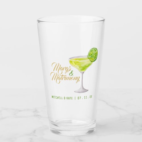 Margs  Matrimony Green Margarita Bridal Shower Glass