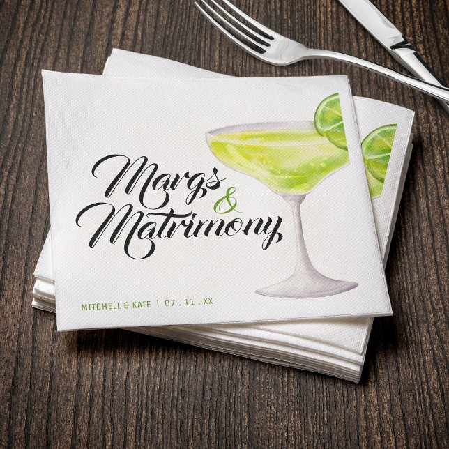 Margs & Matrimony Green Margarita Bridal Shower Napkins (Margs & Matrimony Green Margarita Bridal Shower Napkins
)