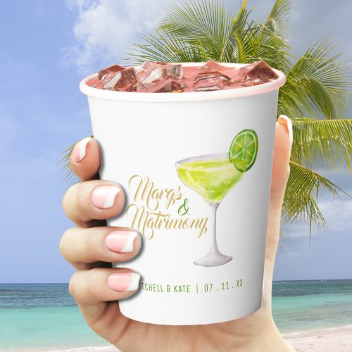 Margs  Matrimony Green Margarita Bridal Shower Paper Cups