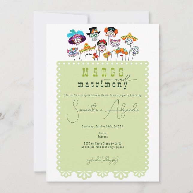 Margs & Matrimony Halloween Mexican Wedding Shower Invitation (Front)