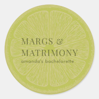 Margs & Matrimony Lime Bachelorette Party Favor Classic Round Sticker