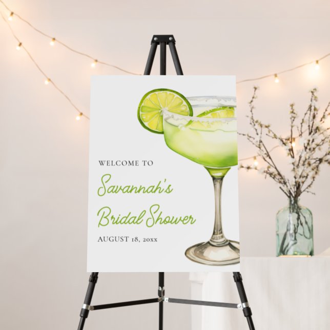 Margs & Matrimony Lime Bridal Shower Welcome Sign (In Situ (Stand))