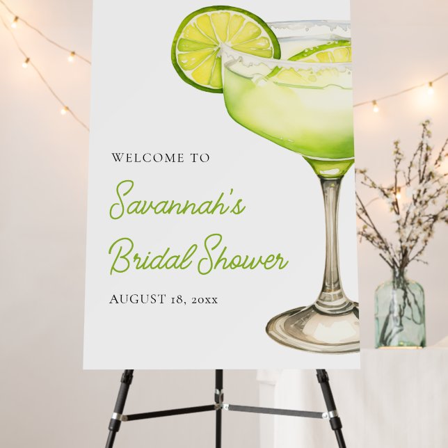 Margs & Matrimony Lime Bridal Shower Welcome Sign (In Situ (Stand))