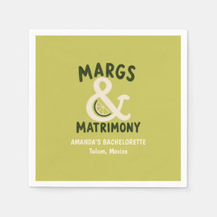 Margs & Matrimony Lime Green Bachelorette Party Napkins
