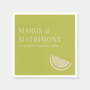 Margs & Matrimony Lime Green Bachelorette Party Napkins