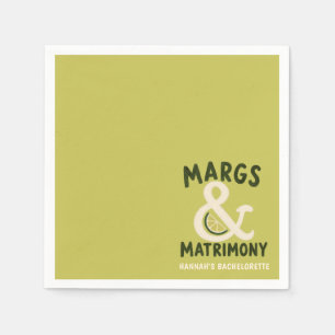 Margs & Matrimony Lime Green Bachelorette Party Napkins