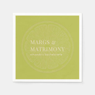 Margs & Matrimony Lime Green Bachelorette Party Napkins