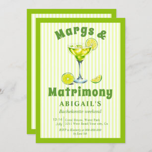 Margs & Matrimony lime green bachelorette weekend Invitation