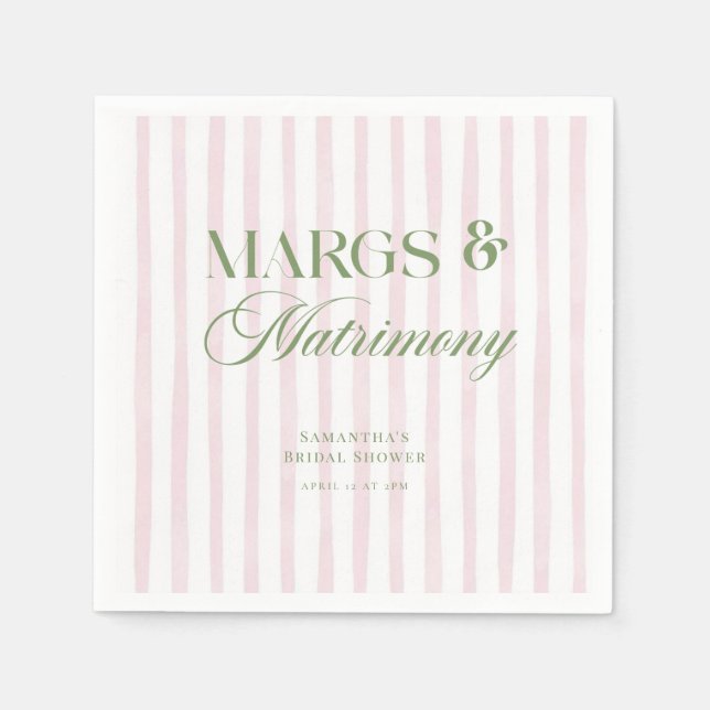 Margs & Matrimony Lime Margarita Bridal Shower Napkins (Front)