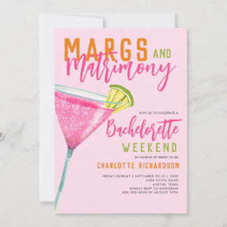 Margs & Matrimony Margarita Bachelorette Weekend Invitation