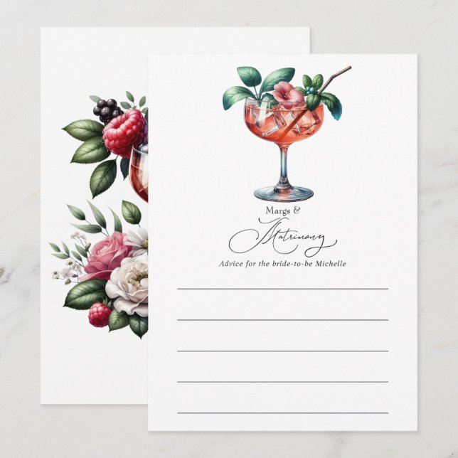 Margs & Matrimony Margarita Bridal Shower Advice Card (Front/Back)