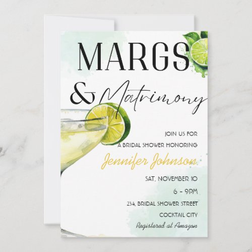 Margs  Matrimony Margarita Bridal Shower Invitation
