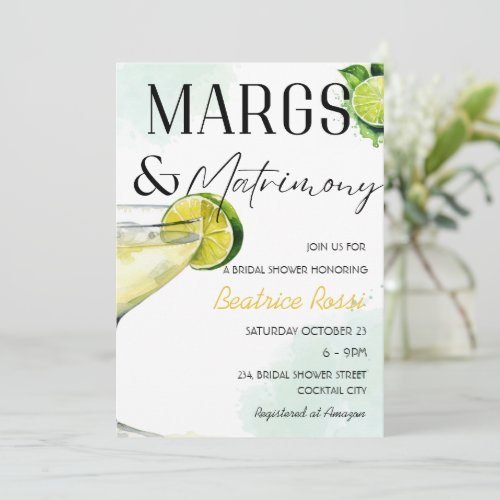 Margs  Matrimony Margarita Bridal Shower Invitation