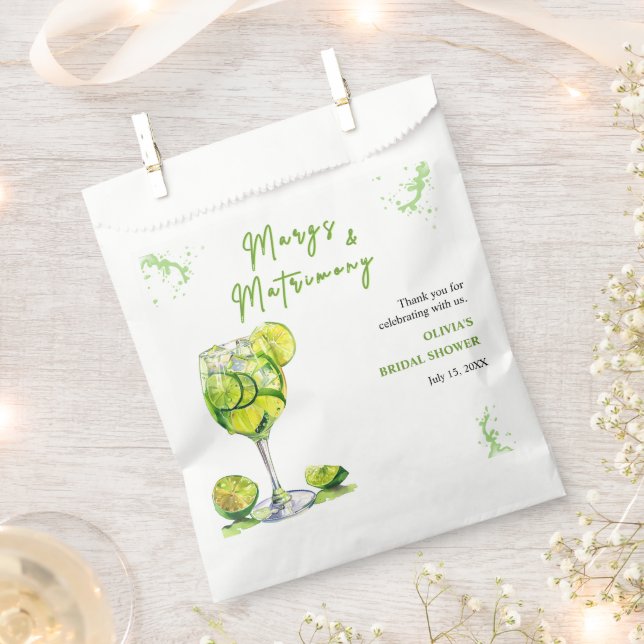 Margs & Matrimony Margarita Cocktail Bridal Shower Favor Bag (Clipped)