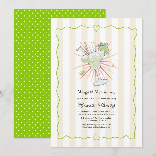 Margs & Matrimony Margarita Cocktail Bridal Shower Invitation