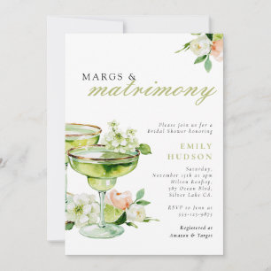 Margs & Matrimony Margarita Floral Bridal Shower Invitation