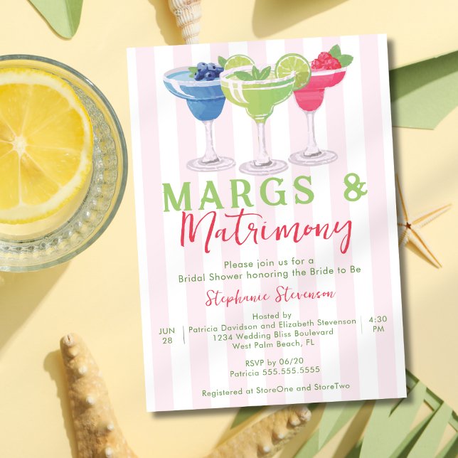 Margs & Matrimony Margarita Trio Bridal Shower Invitation (Creator Uploaded)