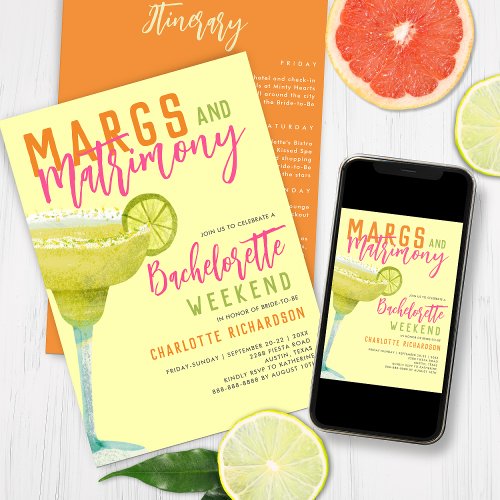 Margs  Matrimony Margaritas Bachelorette Weekend Invitation