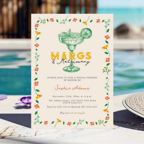 Margs  Matrimony Margaritas Coctail Bridal Shower Invitation