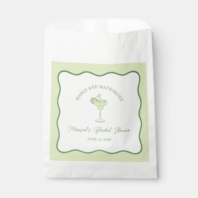 "Margs & Matrimony" Modern Chic Bridal Shower Favor Bag (Front)