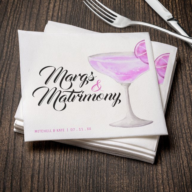 Margs & Matrimony Pink Margarita Bridal Shower Napkins (Margs & Matrimony Pink Margarita Bridal Shower Napkins
)