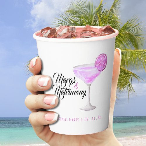 Margs  Matrimony Pink Margarita Bridal Shower Paper Cups