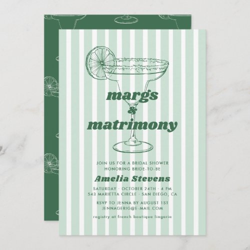 Margs  Matrimony Retro Bachelorette Bridal Shower Invitation