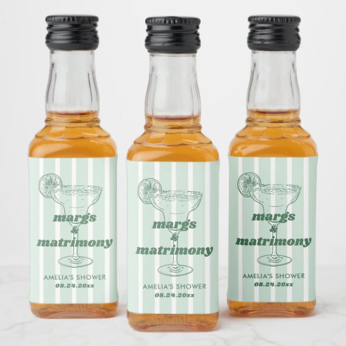 Margs  Matrimony Retro Bachelorette Bridal Shower Liquor Bottle Label
