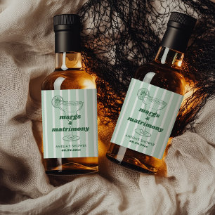 Margs & Matrimony Retro Bachelorette Bridal Shower Liquor Bottle Label