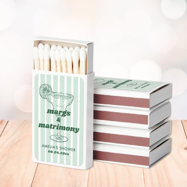 Margs & Matrimony Retro Bachelorette Bridal Shower Matchboxes (Creator Uploaded)