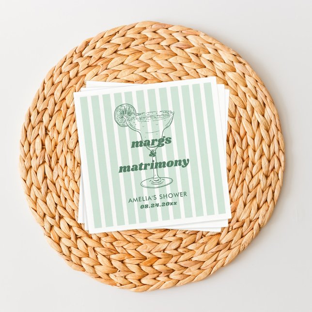 Margs & Matrimony Retro Bachelorette Bridal Shower Napkins (Creator Uploaded)