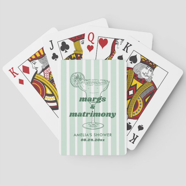 Margs & Matrimony Retro Bachelorette Bridal Shower Poker Cards (Back)