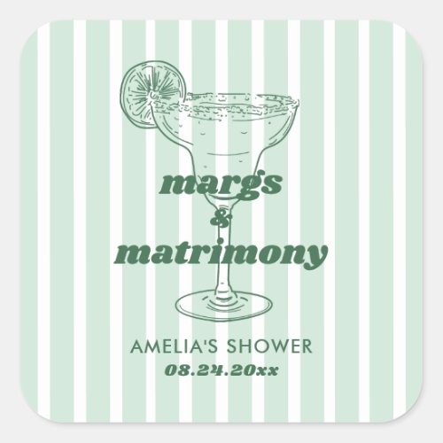 Margs  Matrimony Retro Bachelorette Bridal Shower Square Sticker
