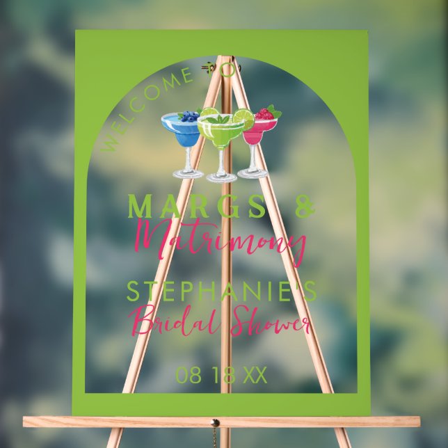 Margs & Matrimony Retro Bridal Shower Acrylic Sign (Neutral)