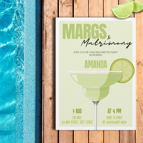 Margs  Matrimony Retro Cocktail Bachelorette Invitation