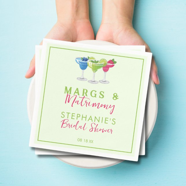 Margs & Matrimony Retro Lime Green Bridal Shower Napkins (Creator Uploaded)