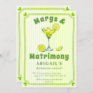 Margs & Matrimony scribble bachelorette weekend Invitation