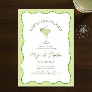 "Margs & Matrimony" Simple Chic Engagement Party Invitation