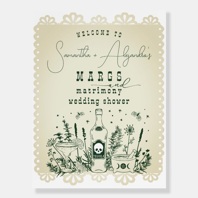 Margs Matrimony Skull Fiesta Couple Shower Welcome Foam Board (Front)